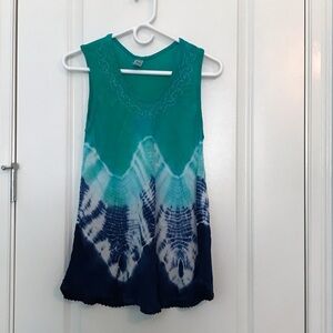 India Boutique Teal and Navy Tie-Dye Tank Top